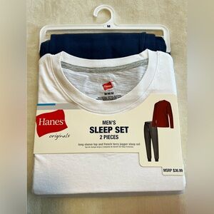 Hanes Two-Piece Medium Sleep Set - White & Navy